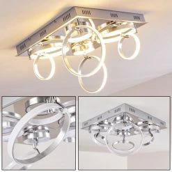 Hofstein Aragno Deckenleuchte LED Nickel-Matt, Chrom, 1-flammig