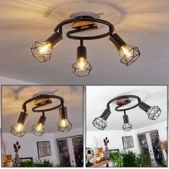 Hofstein Baripada Deckenleuchte Schwarz, Braun, 3-flammig