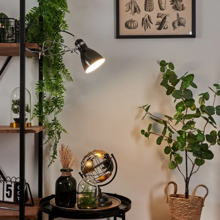 Hofstein Brienz Klemmleuchte Chrom, Schwarz, 1-flammig