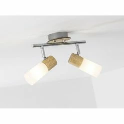 Brilliant Leuchten Babsan Deckenspot Weiß, Holz dunkel, 2-flammig