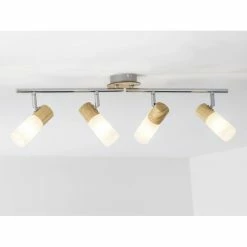 Brilliant Leuchten Babsan Deckenspot Weiß, Holz dunkel, 4-flammig