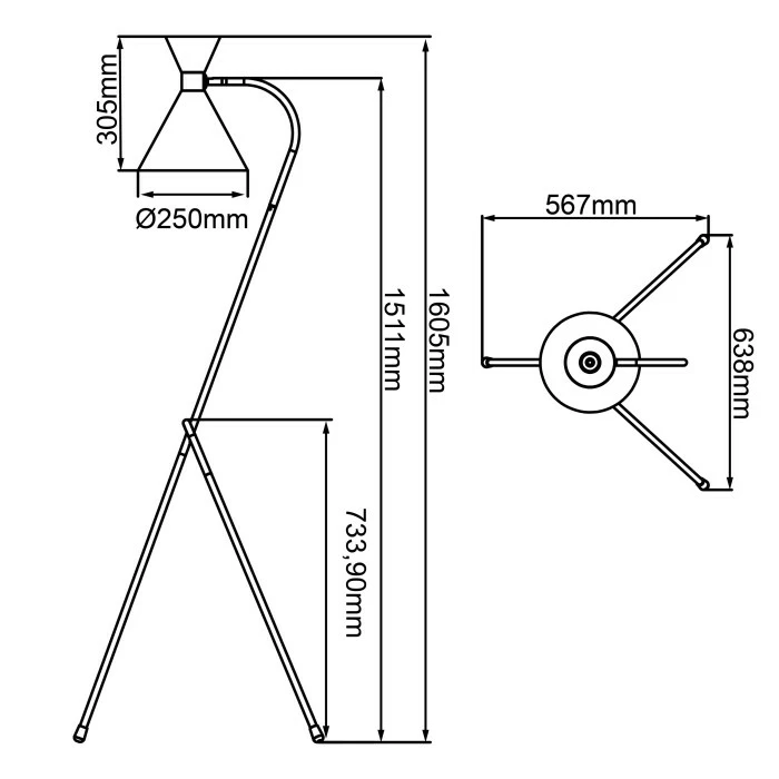 Brilliant Leuchten Jervis Stehlampe Schwarz, Gold, 1-flammig – Bild 6