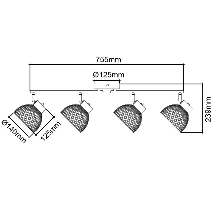 Brilliant Leuchten Brilliant Thuy Deckenleuchte Schwarz, 4-flammig – Bild 6