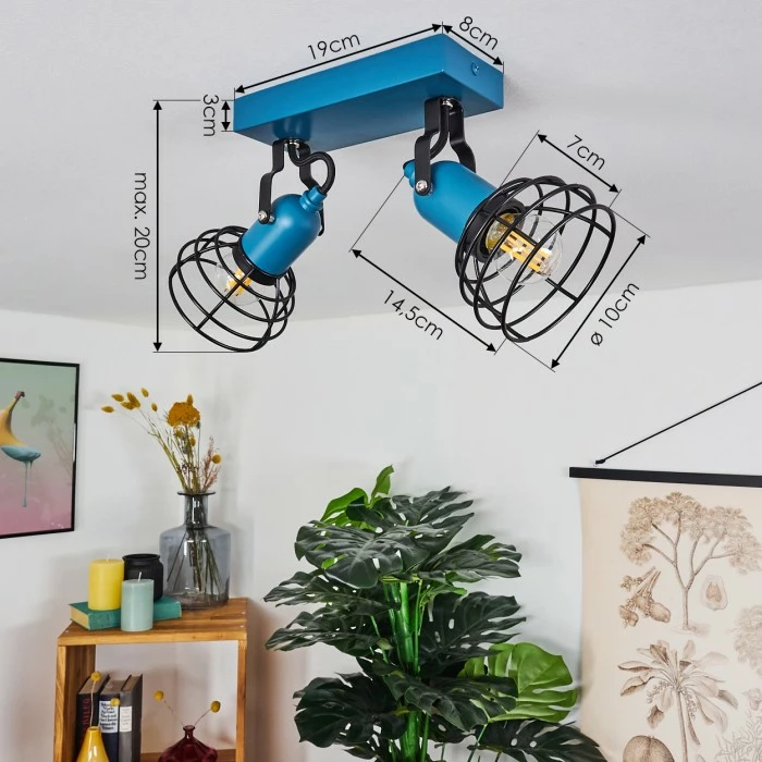 Hofstein Builako Deckenleuchte Blau, Schwarz, 2-flammig – Bild 4