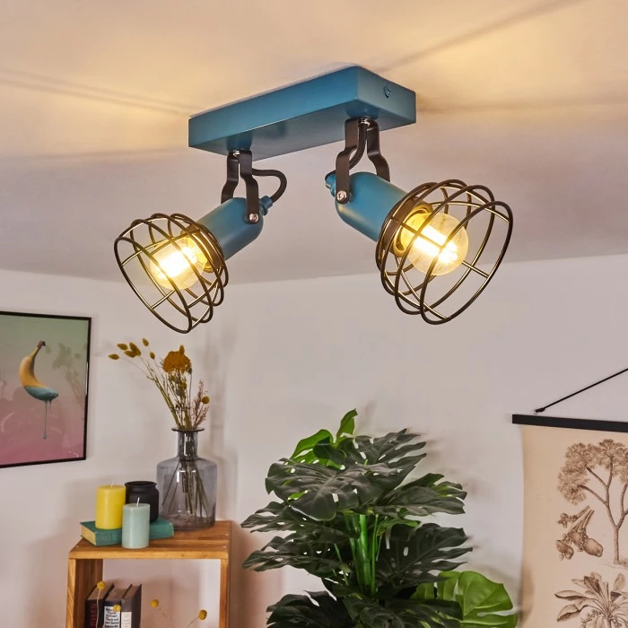 Hofstein Builako Deckenleuchte Blau, Schwarz, 2-flammig – Bild 7