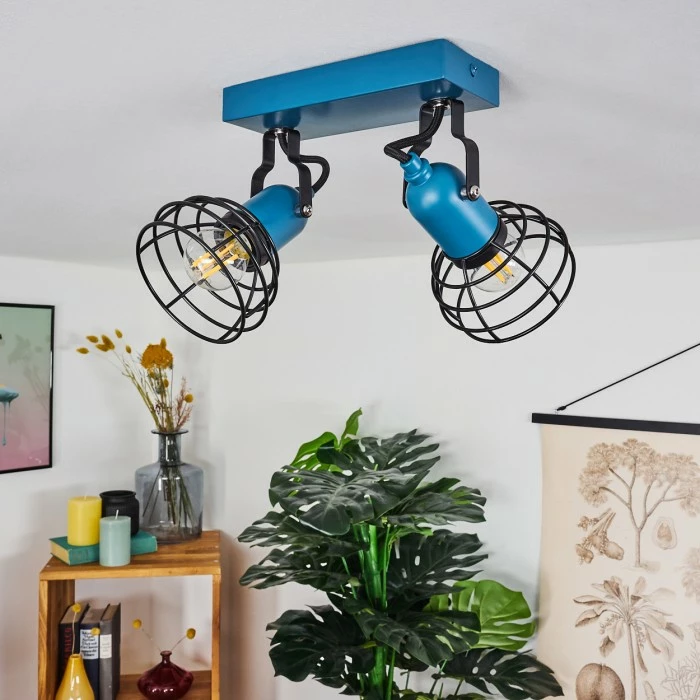 Hofstein Builako Deckenleuchte Blau, Schwarz, 2-flammig – Bild 10