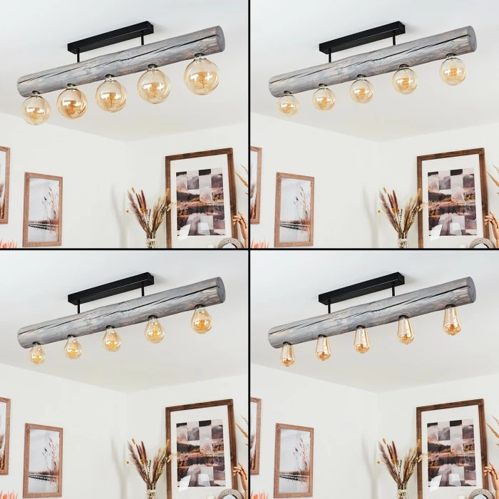 Hofstein Canedo Deckenleuchte Schwarz, Grau, 5-flammig – Bild 2