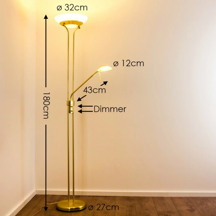 Hofstein Deckenfluter Biot LED Messing, 2-flammig – Bild 2