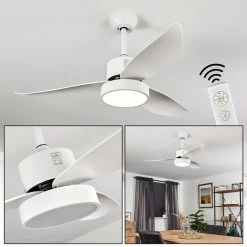 Hofstein Doha Deckenventilator LED Weiß, 1-flammig, Fernbedienung