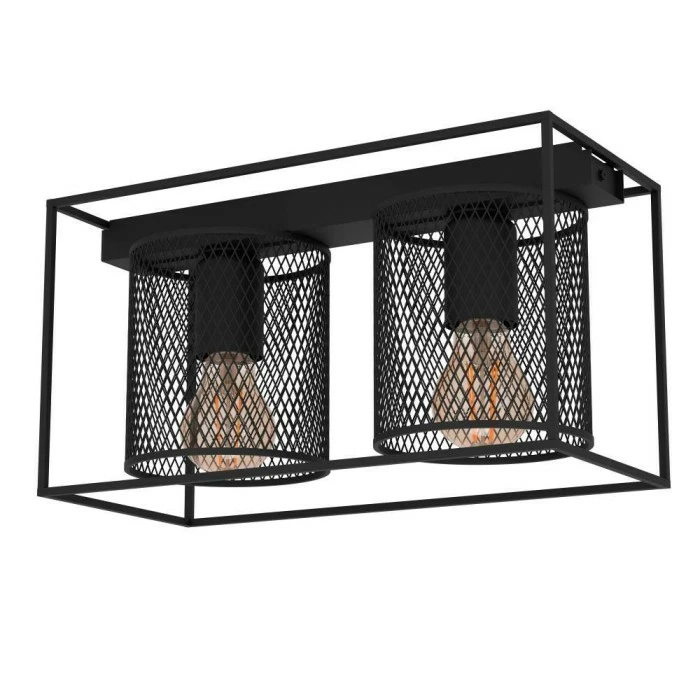 Eglo Leuchten Eglo CATTERICK Deckenleuchte Schwarz, 2-flammig – Bild 2