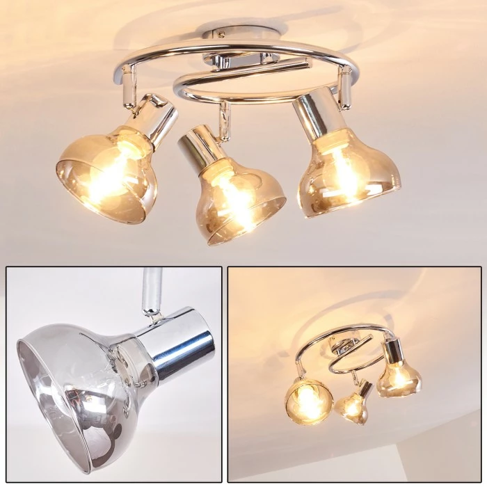 Hofstein Esberg Deckenleuchte Chrom, 3-flammig