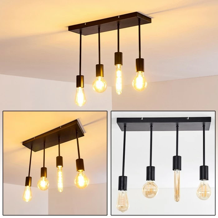 Hofstein Fabius Deckenleuchte Schwarz, 1-flammig