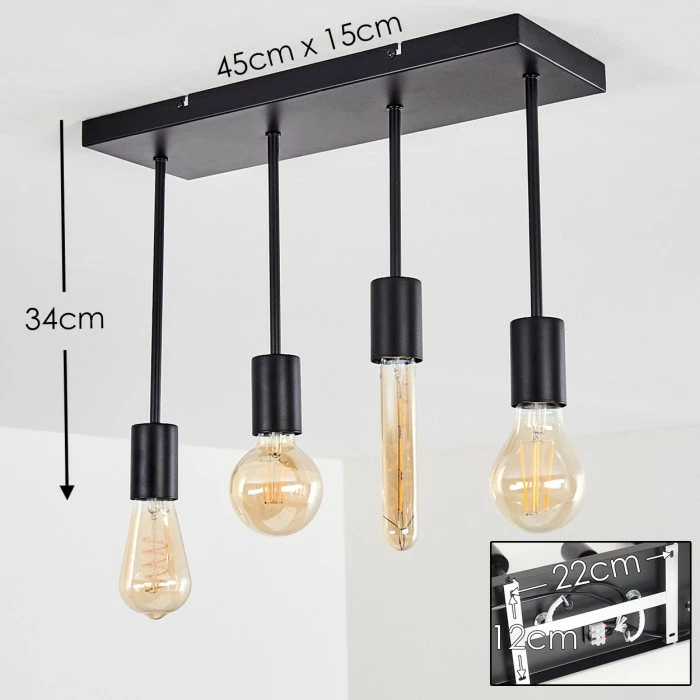 Hofstein Fabius Deckenleuchte Schwarz, 1-flammig – Bild 2