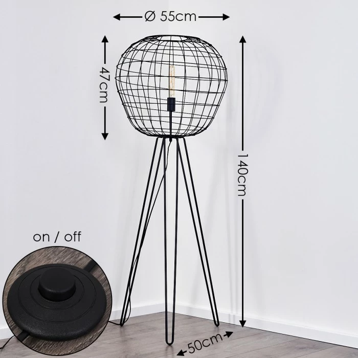 Hofstein Flambeau Stehleuchte Schwarz, 1-flammig – Bild 2