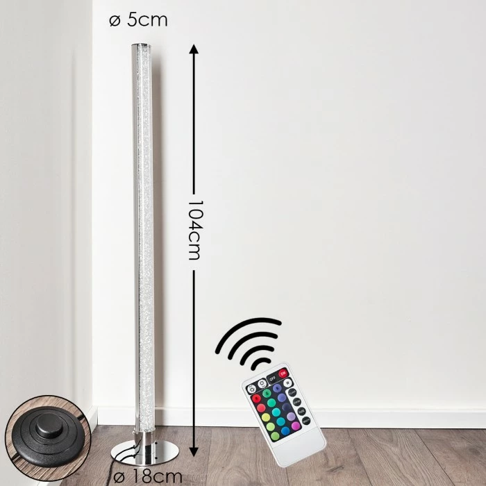 Hofstein Flaut Stehleuchte LED Chrom, 1-flammig, Fernbedienung, Farbwechsler – Bild 2
