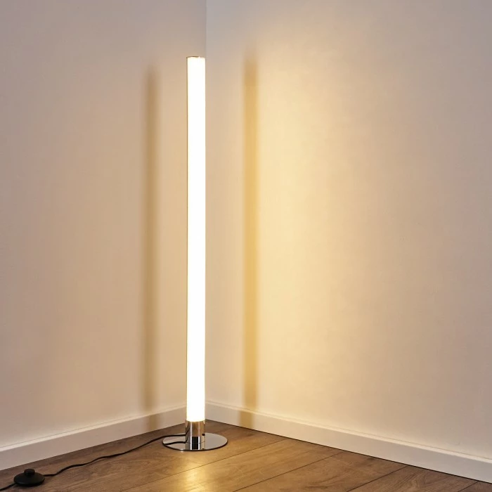 Hofstein Flaut Stehleuchte LED Chrom, 1-flammig, Fernbedienung, Farbwechsler – Bild 16