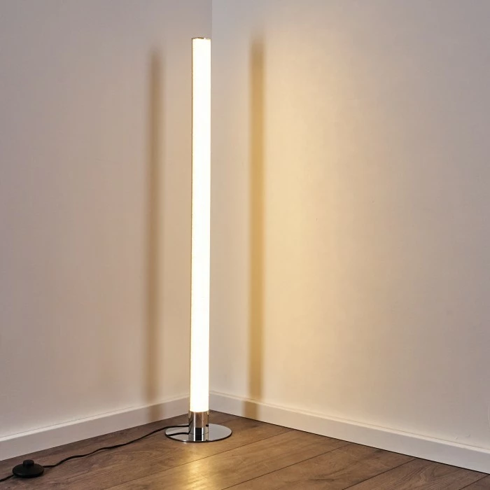 Hofstein Flaut Stehleuchte LED Chrom, 1-flammig, Fernbedienung, Farbwechsler – Bild 24