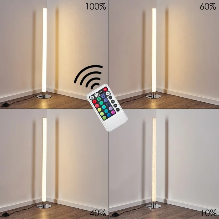 Hofstein Flaut Stehleuchte LED Chrom, 1-flammig, Fernbedienung, Farbwechsler – Bild 5