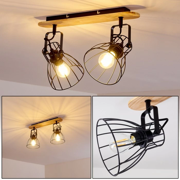 Hofstein Forshaga Deckenleuchte Holz hell, 2-flammig