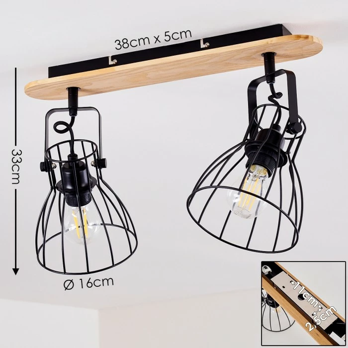 Hofstein Forshaga Deckenleuchte Holz hell, 2-flammig – Bild 2