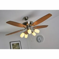 Globo JERRY Ventilator Nickel-Matt, Chrom, Edelstahl, 5-flammig