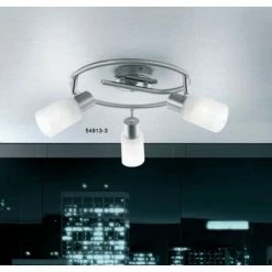 Globo KATI Strahler Nickel-Matt, Chrom, Edelstahl, Weiß, 3-flammig