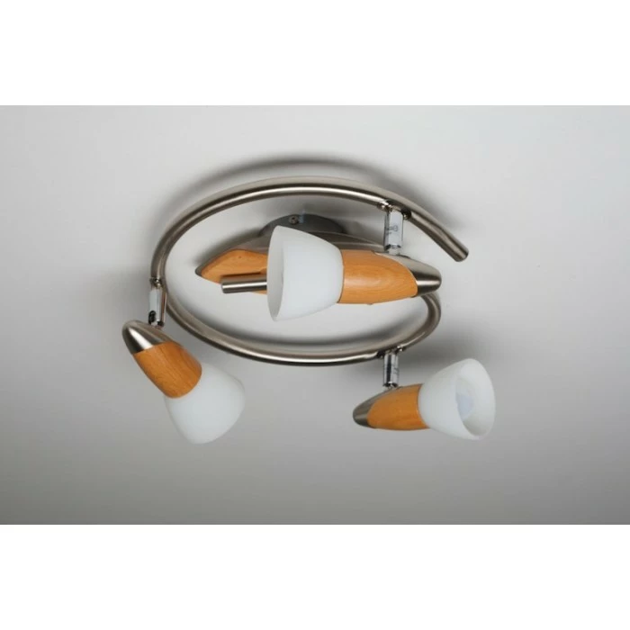 Globo LORD Deckenspot Edelstahl, Holz hell, 3-flammig – Bild 3
