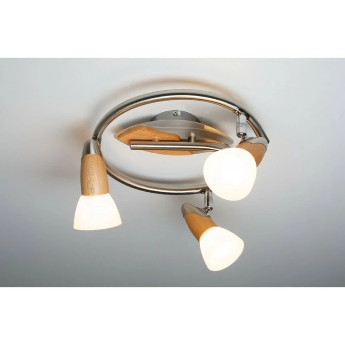 Globo LORD Deckenspot Edelstahl, Holz hell, 3-flammig – Bild 5