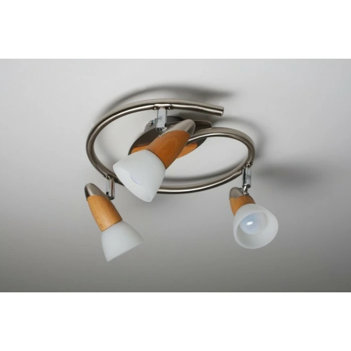 Globo LORD Deckenspot Edelstahl, Holz hell, 3-flammig – Bild 6