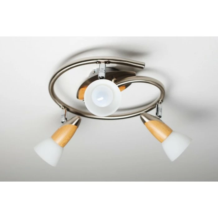 Globo LORD Deckenspot Edelstahl, Holz hell, 3-flammig – Bild 8