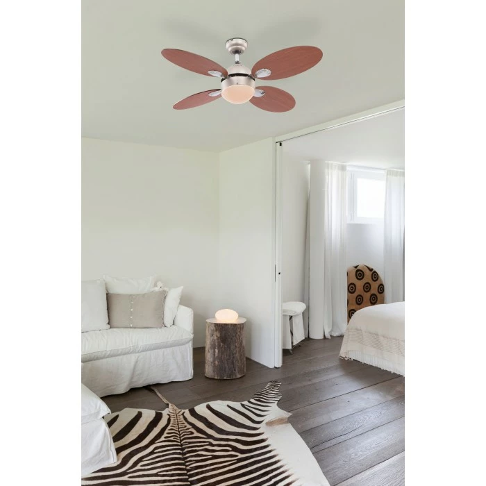Globo WADE Deckenventilator Nickel-Matt, Chrom, Edelstahl, 1-flammig