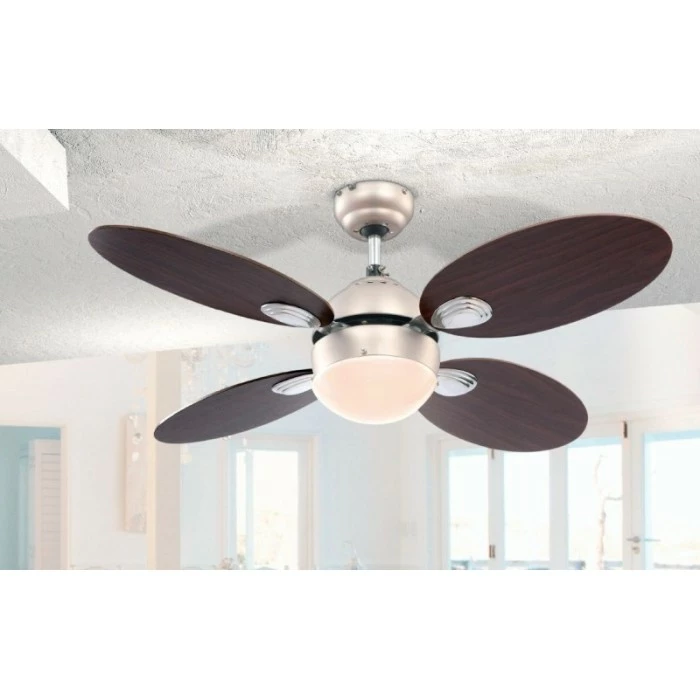 Globo WADE Deckenventilator Nickel-Matt, Chrom, Edelstahl, 1-flammig – Bild 3