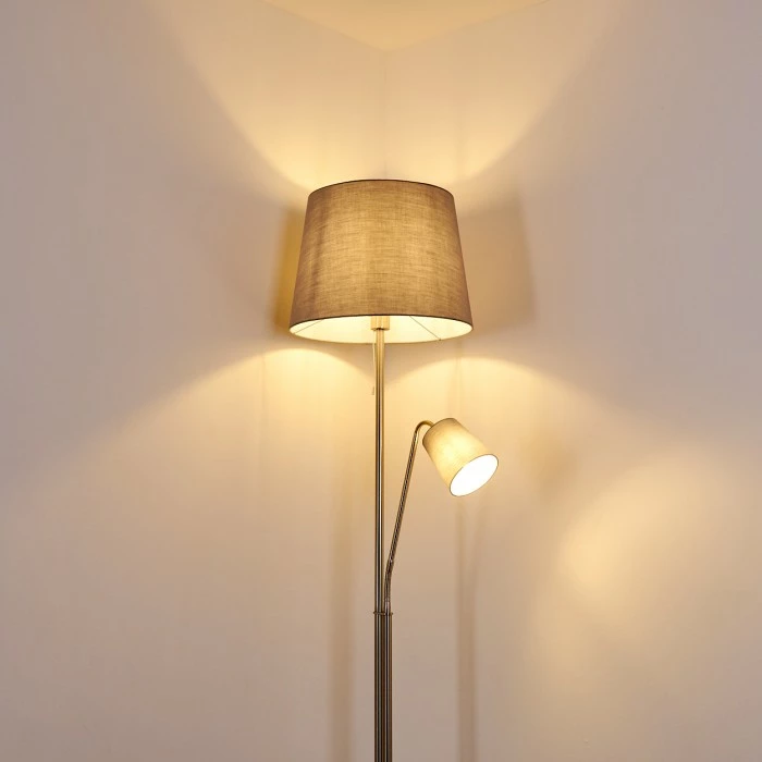 Hofstein Gunstock Stehleuchte Nickel-Matt, 2-flammig – Bild 12