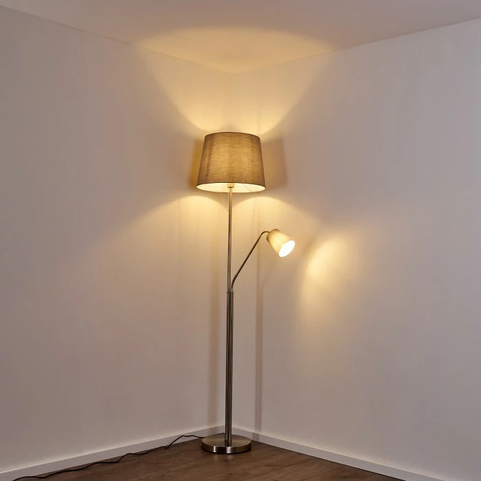 Hofstein Gunstock Stehleuchte Nickel-Matt, 2-flammig – Bild 7