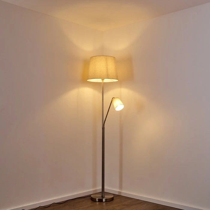 Hofstein Gunstock Stehleuchte Nickel glänzend, 2-flammig – Bild 7