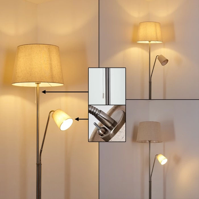 Hofstein Gunstock Stehleuchte Nickel glänzend, 2-flammig – Bild 8