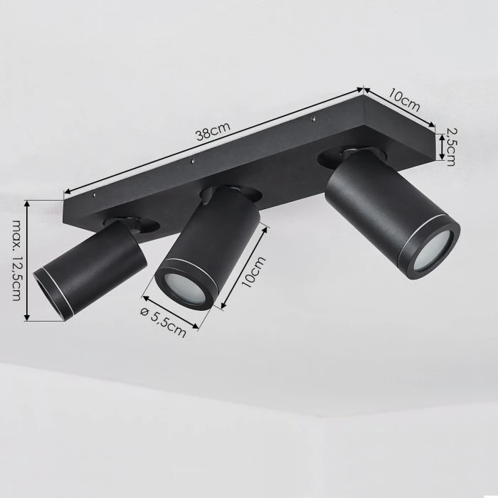Hofstein Hakamken Deckenleuchte Schwarz, 3-flammig – Bild 4