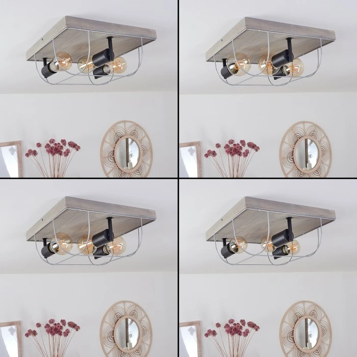 Hofstein Hodne Deckenleuchte Schwarz, Grau, Naturfarben, 3-flammig – Bild 2