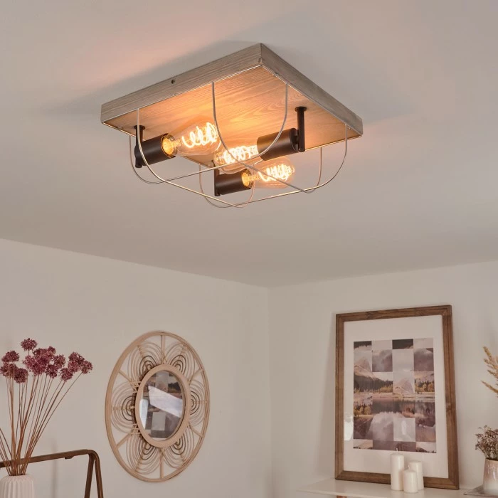 Hofstein Hodne Deckenleuchte Schwarz, Grau, Naturfarben, 3-flammig – Bild 6