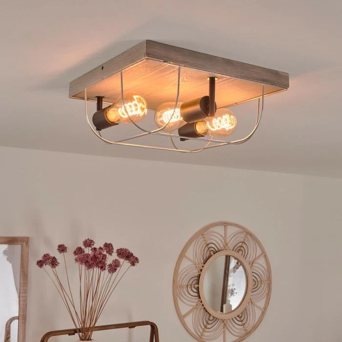 Hofstein Hodne Deckenleuchte Schwarz, Grau, Naturfarben, 3-flammig – Bild 10