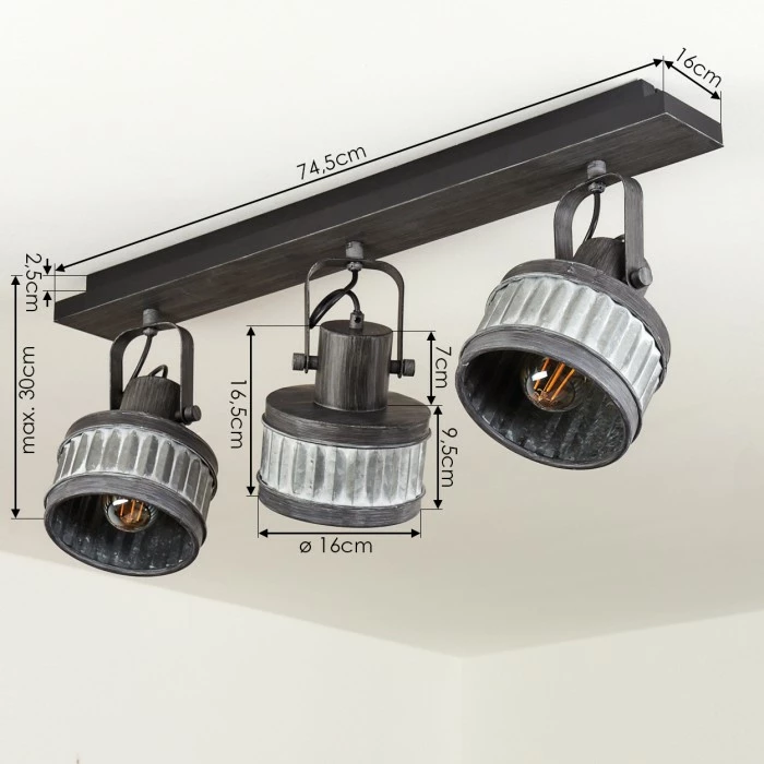 Hofstein Holsa Deckenleuchte Schwarz, 3-flammig – Bild 4