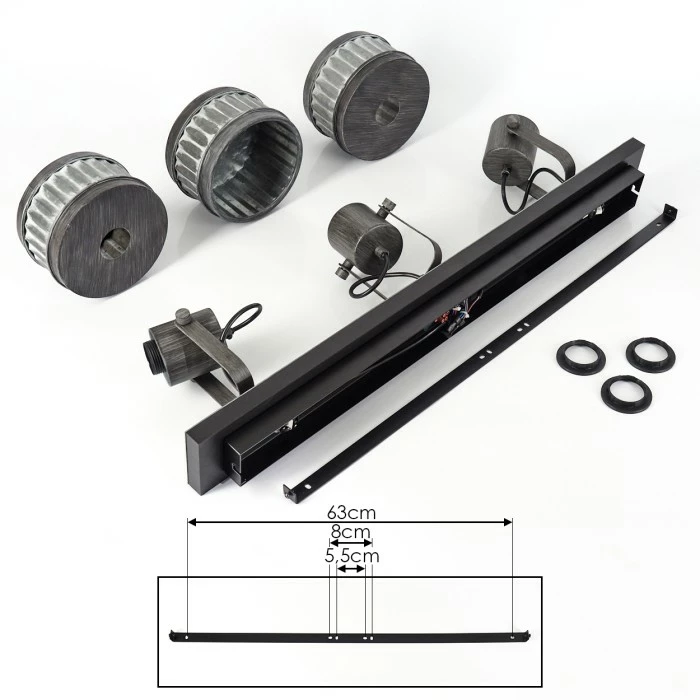 Hofstein Holsa Deckenleuchte Schwarz, 3-flammig – Bild 5