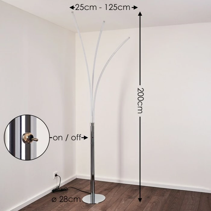 Hofstein Horpmaal Bogenleuchte LED Chrom, 3-flammig – Bild 2