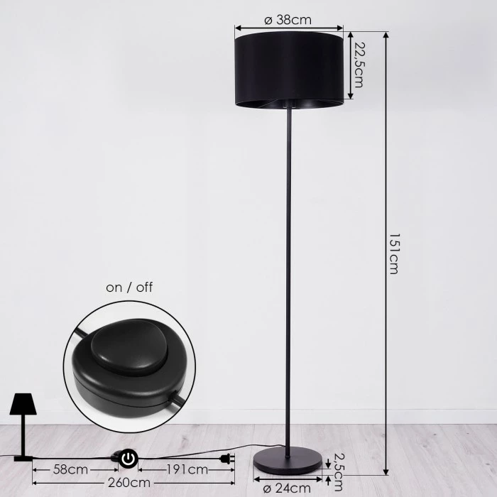 Hofstein Huarate Stehleuchte Schwarz, 1-flammig – Bild 4