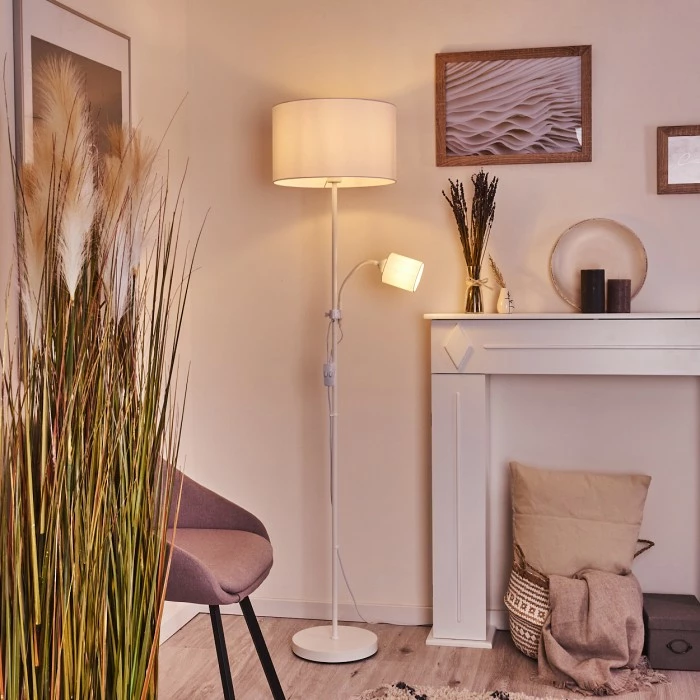 Hofstein Jobsbo Stehleuchte Weiß, 2-flammig