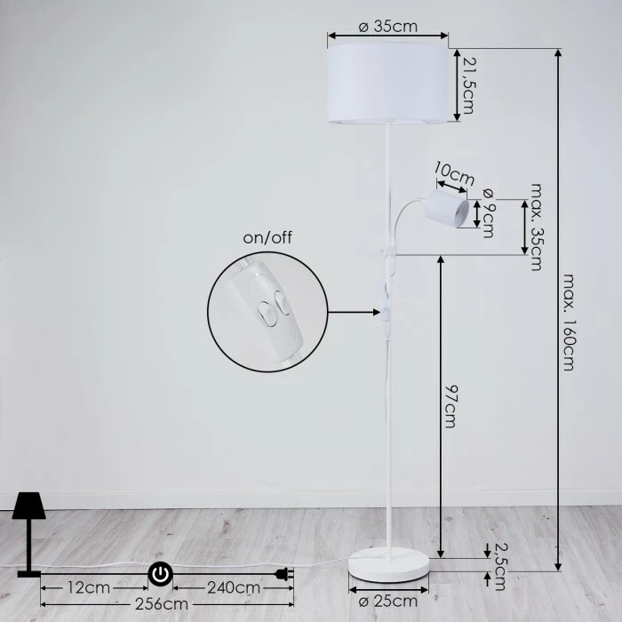 Hofstein Jobsbo Stehleuchte Weiß, 2-flammig – Bild 4
