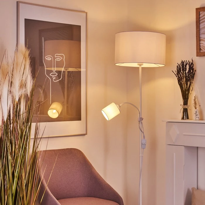 Hofstein Jobsbo Stehleuchte Weiß, 2-flammig – Bild 7