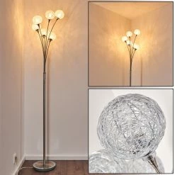 Hofstein Kitee Stehleuchte Edelstahl, 6-flammig