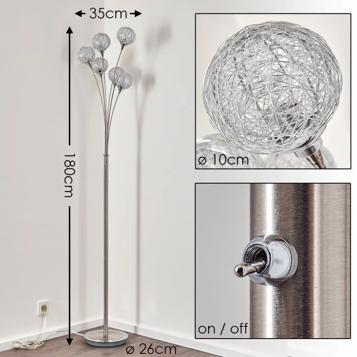 Hofstein Kitee Stehleuchte Edelstahl, 6-flammig – Bild 2