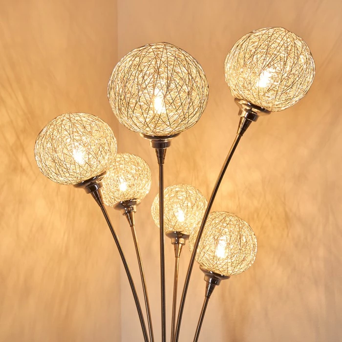 Hofstein Kitee Stehleuchte Edelstahl, 6-flammig – Bild 7